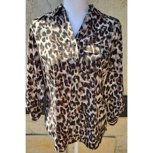 Style & CO.  Petite Leopard button Blouse